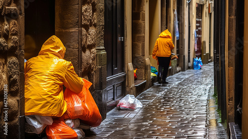 Homeless individual in yell...