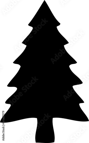 Christmas tree icon vector illustration. Simple pine silhouette stylized design element