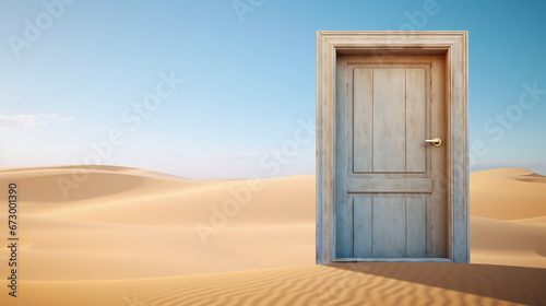 Open Wooden Door in the desert