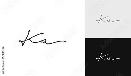 Letter KA handwriting signature logo design
