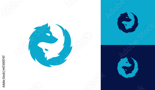 Wolf head silhouette logo design