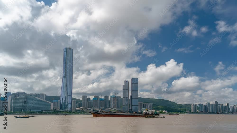 Delayed Shooting of Urban Architecture Skyline in Zhuhai, China.. Delayed Shooting of Urban Architecture Skyline in Zhuhai, China..