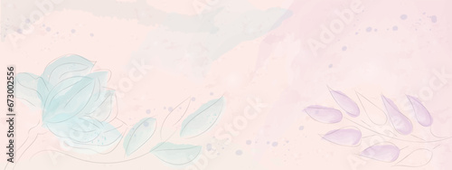 Background watercolor delicate pink flowers on a gray and pink background. Vector composition for design greeting cards, invitations, use for banners, wall art, prints and fabrics