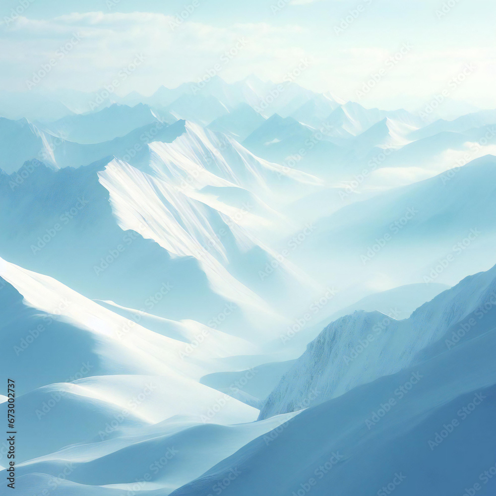 Natures serene palette of snowy mountain art