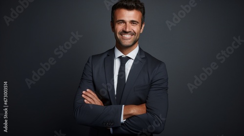 A picture of professional businessman on gray background