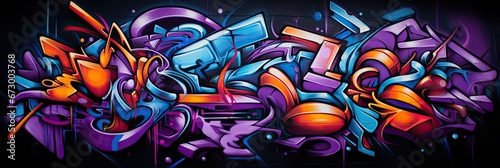 a graffiti artwork with vibrant colors and abstract shapes  generative AI