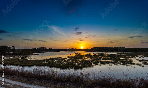 sunset over the park