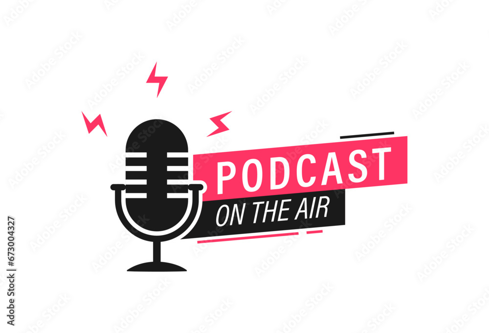 Podcast radio icon with microphone symbol Podcast radio icon with microphone symbol