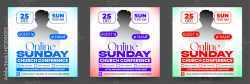 Church conference social media post or worship square flyer banner