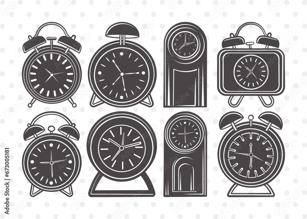 Vetor de Alarm Clock Clipart SVG Cut File | Alarm Svg | Clock Svg ...