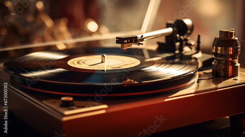 The vinyl spins as music fills the room with nostalgia