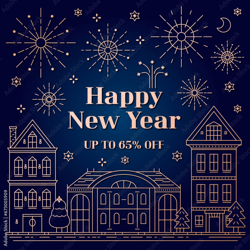 Obraz premium Christmas Black Friday Santa Discount Sale, Happy New Year