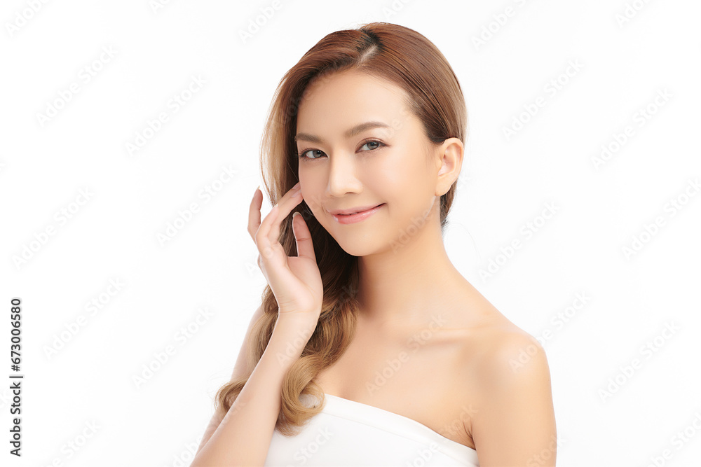 Beautiful young asian woman with clean fresh skin on white background, Face care, Facial treatment, Cosmetology, beauty and spa, Asian women portrait. Beautiful young asian woman with clean fresh skin on white background, Face care, Facial treatment, Cosmetology, beauty and spa, Asian women portrait.
