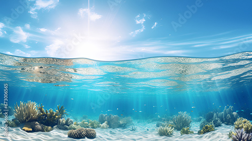 Ocean View Serenity: Captivating Underwater Beauty,Sunlit Ocean Wonders,AI Generative 