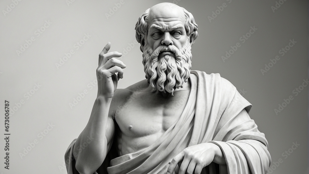 Socrates, Greek philosopher from Athens, founder of Western philosophy. Socrates bust sculpture, ancient Greek philosopher from Athens. ancient Greek philosopher. - obrazy, fototapety, plakaty 