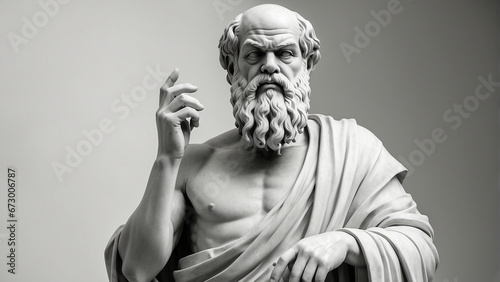 Socrates, Greek philosopher from Athens, founder of Western philosophy. Socrates bust sculpture, ancient Greek philosopher from Athens. ancient Greek philosopher. photo