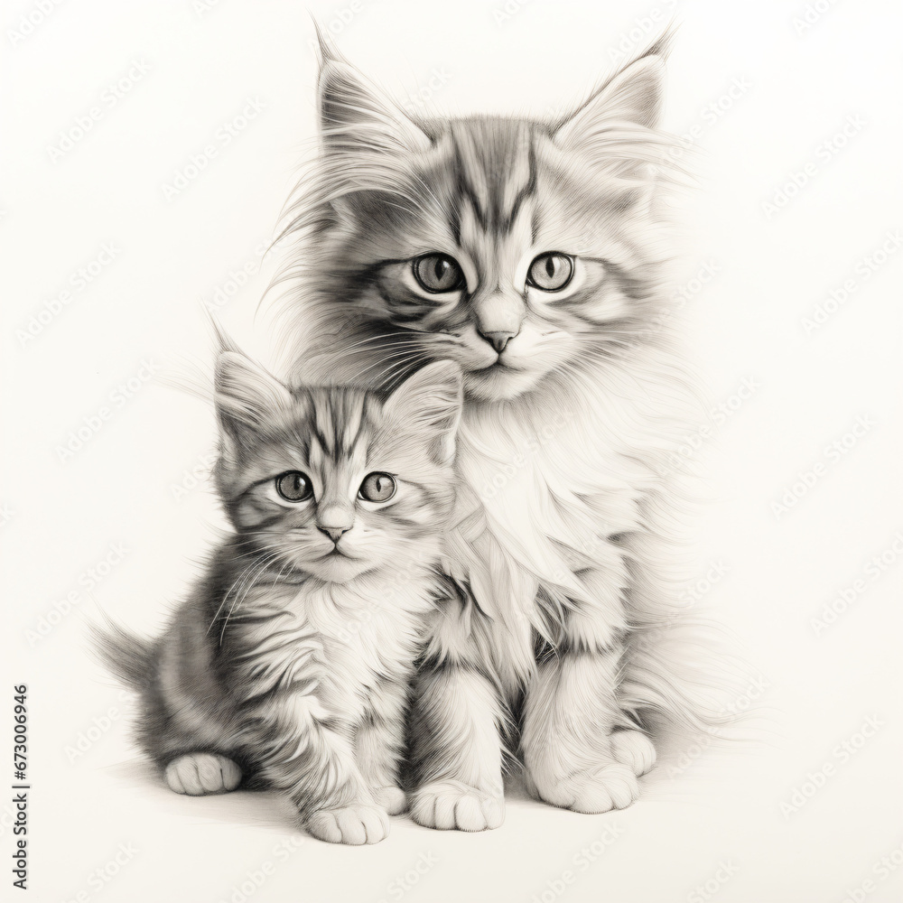 custom made wallpaper toronto digitalA pencil drawing of two kittens sitting next to each other