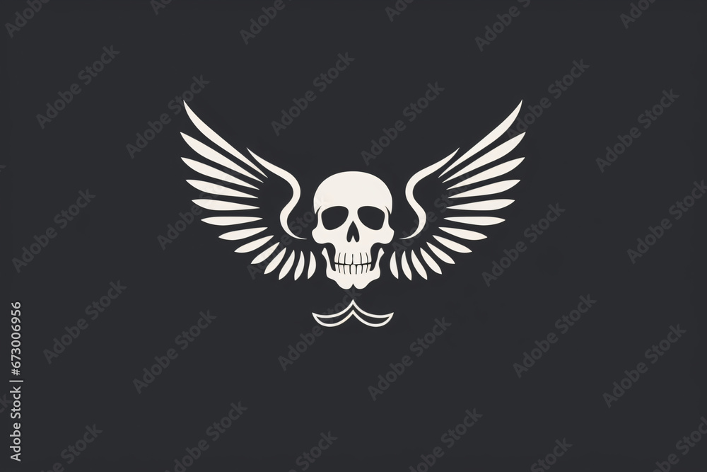 Obraz premium A logo of a skull with wings on a black background
