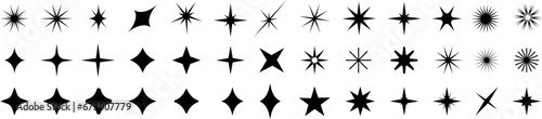 Set of sparkles star icons. Christmas black star icon. Modern simple stars collection. Bright firework .Light icon set. Flash,shine sparkle icon,glare,blink star. photo