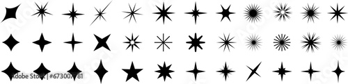 Set of sparkles star icons. Christmas black star icon. Modern simple stars collection. Bright firework .Light icon set. Flash,shine sparkle icon,glare,blink star.