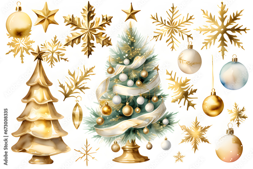 christmas tree and decorations generative ai