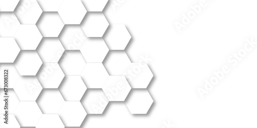 White Hexagonal Background. Luxury honeycomb grid White Pattern. Vector Illustration. 3D Futuristic abstract honeycomb mosaic white background. geometric mesh cell texture.