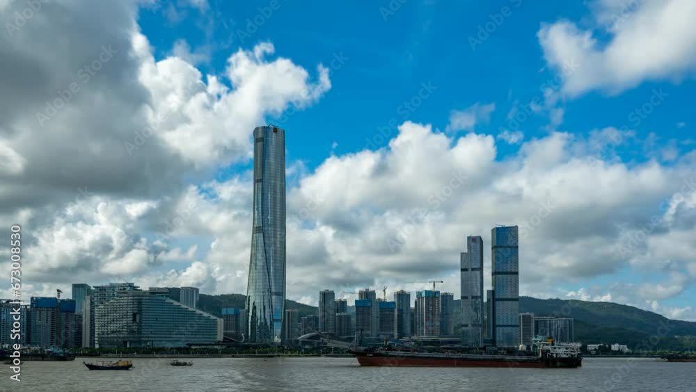 Delayed Shooting of Urban Architecture Skyline in Zhuhai, China.. Delayed Shooting of Urban Architecture Skyline in Zhuhai, China..
