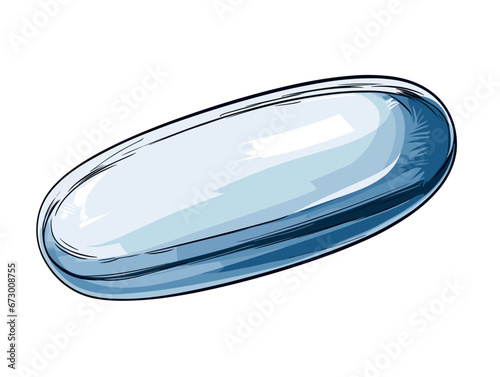 Drawing of Blue pill capsule isolated on white background illustration separated, sweeping overdrawn lines.