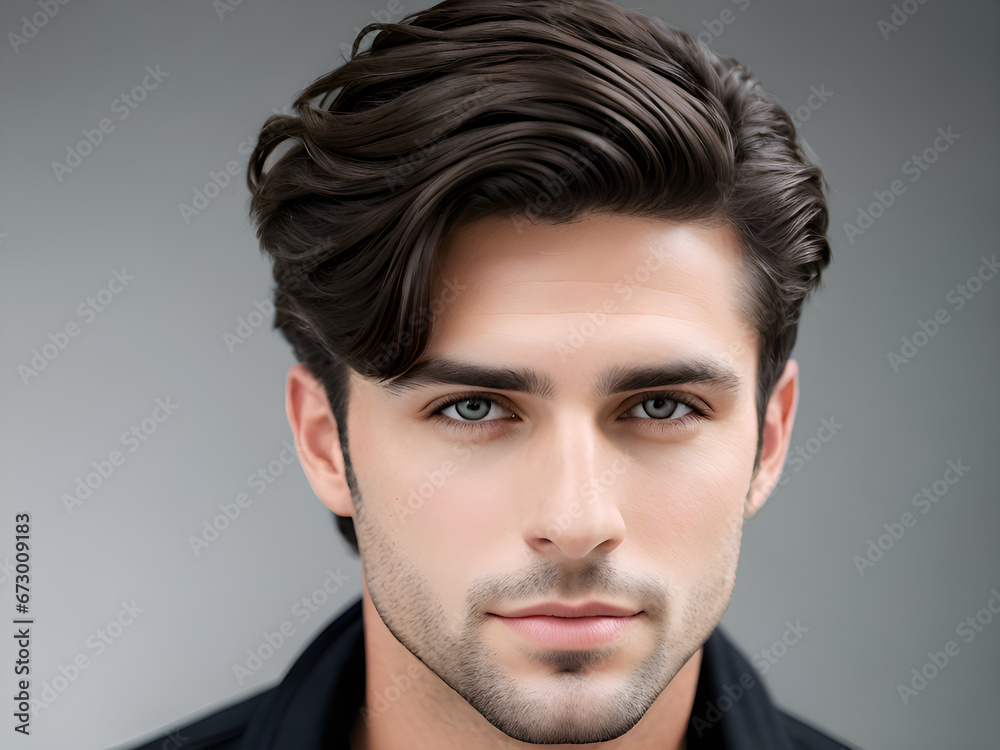 Obraz premium Man with side part hairstyle