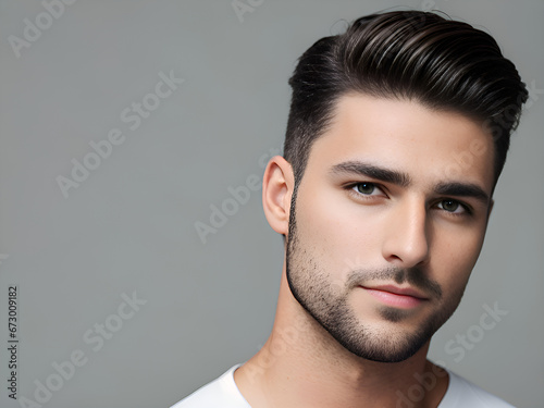 Brunette man with professional side part haircut