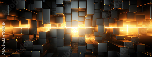 Elegant 3D Geometric Technology Square Texture Wall