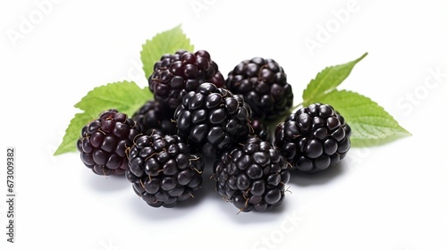 AI generated illustration of blackberries isolated on a white background