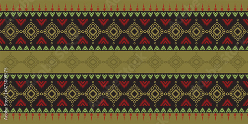 Geometric ethnic pattern seamless flower color oriental. seamless pattern. Design for fabric, curtain, background, carpet, wallpaper, clothing, wrapping, Batik, fabric,Vector illustration