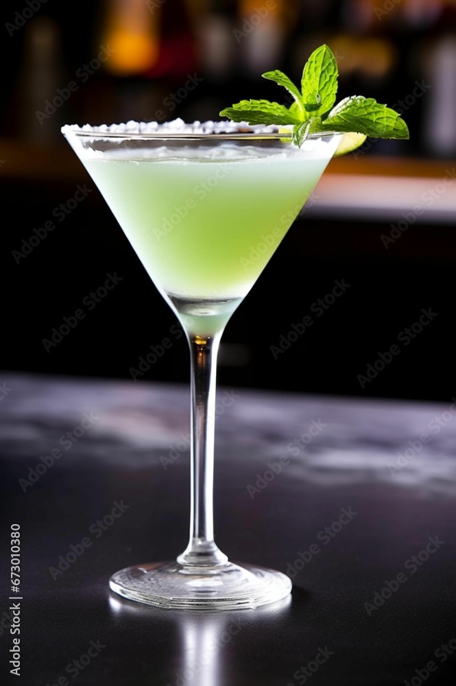 AI generated illustration of a refreshing green cocktail