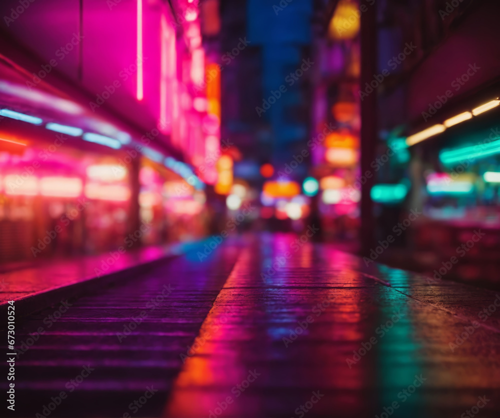 1980's neon colored and blurred background without any human.