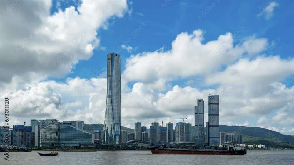 Delayed Shooting of Urban Architecture Skyline in Zhuhai, China.. Delayed Shooting of Urban Architecture Skyline in Zhuhai, China..