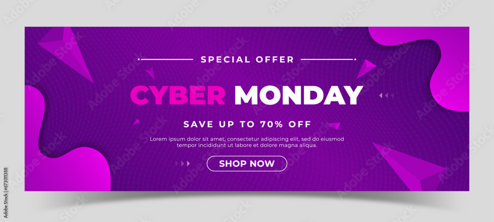 Cyber monday Banner with line cut wavy background template vector Cyber monday Banner with line cut wavy background template vector