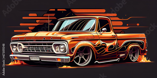 illustration of muscle truck,, muscle car vector design