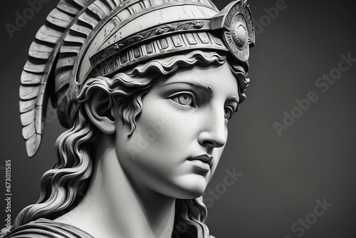 Athena marble statue, the ancient goddess of science and knowledge, Athens Greece. Athena the ancient Greek goddess. Statue of greek goddess.