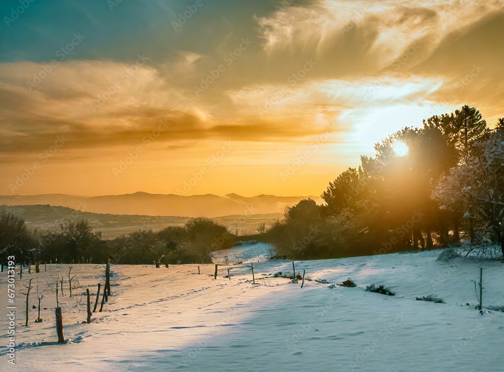 Winter in the forest. Winter beautiful snowy forest, hiking mountains. European winter forest.