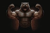 AI generated illustration of an angry roaring bear showing off its muscles