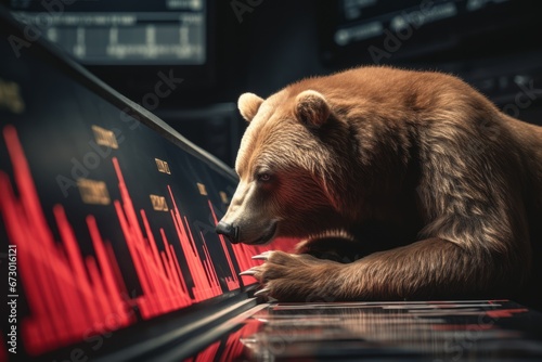 Red bear market. Generative AI illustration