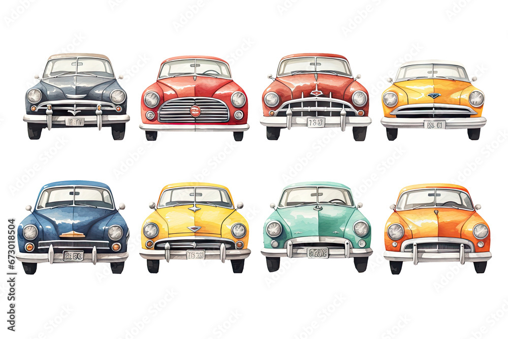 Classic Cars Watercolor Set