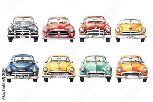 Classic Cars Watercolor Set photo