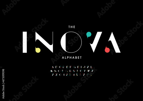 Vector of stylized modern font and alphabet