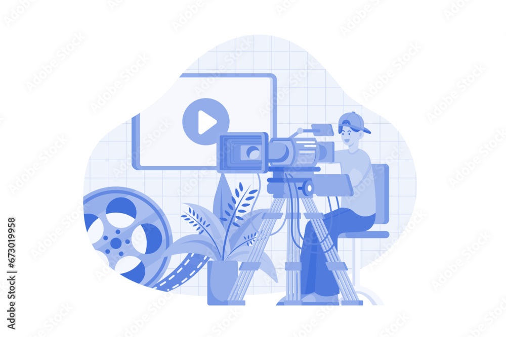 Videographer With Professional Studio Equipment Videographer With Professional Studio Equipment