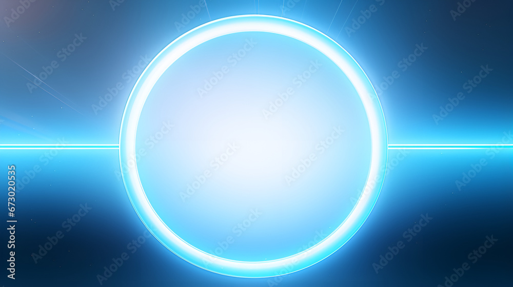 Blue Interior with Circle Neon Light and Showcase,Realistic 3D Vector Illustration of a Minimalistic Podium
