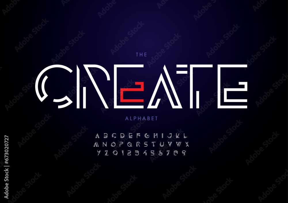Vector of stylized modern font and alphabet Vector of stylized modern font and alphabet