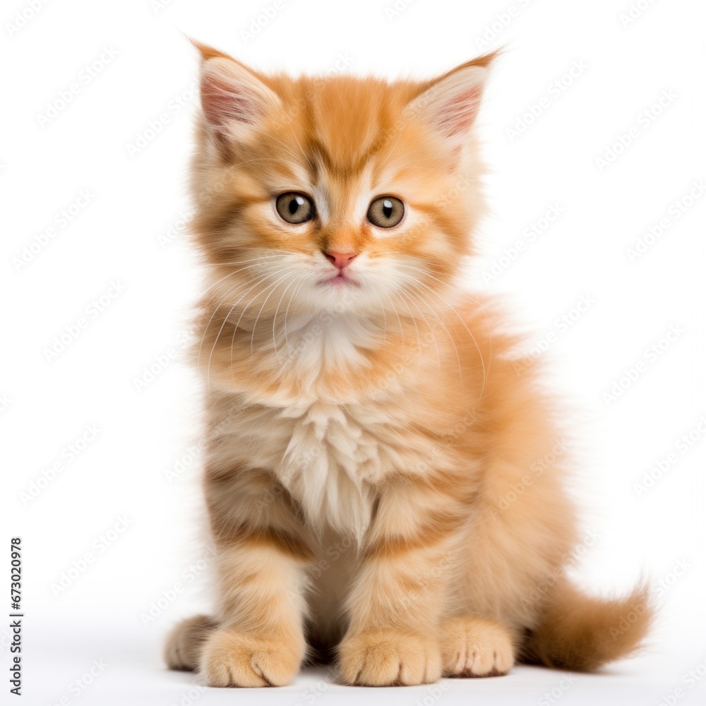 Red kitten isolated on white background 