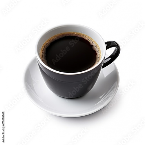 Black cup coffee isolated on white background.